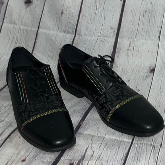 John Fleuvog Loafers - Prophesy Breton Leather Derby Shoes - Vegan - Black - 8 - Picture 1 of 9